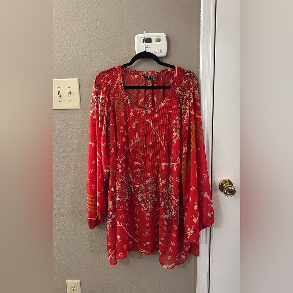 Red Floral Women's Top by Ivy
